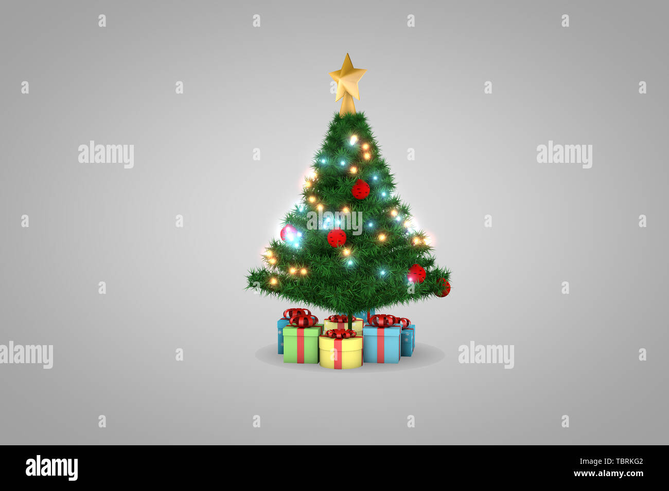 3D rendering, Christmas tree with white background Stock Photo - Alamy