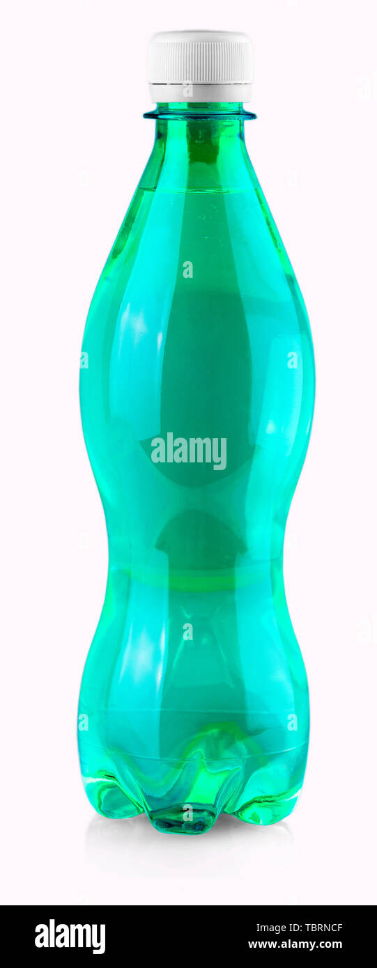 green water bottle with white cap isolated on white background Stock ...