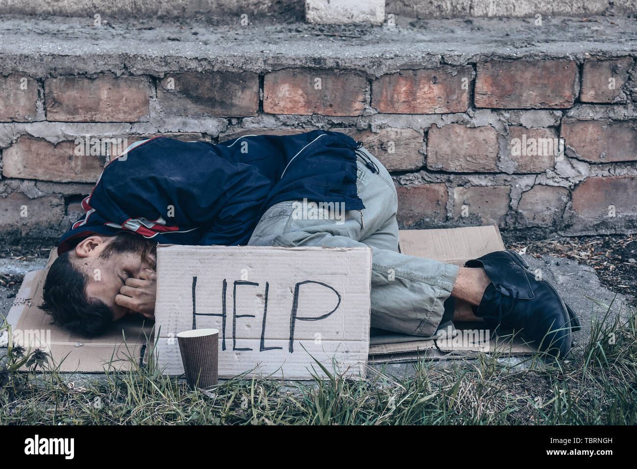 Poor Homeless Man Begging For Help Outdoors Stock Photo Alamy Poor Homeless Man Begging For Help Outdoors Stock Photo Alamy