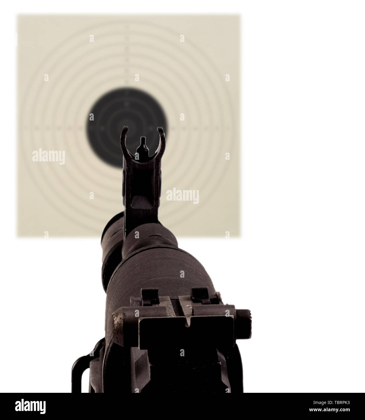 military machine with target on a white background Stock Photo