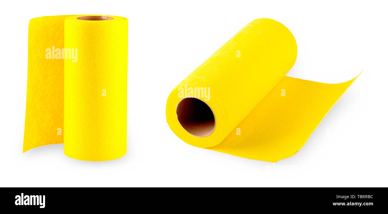 Download Set Of New Yellow Paper Towel Isolated On White Background Stock Photo Alamy Yellowimages Mockups