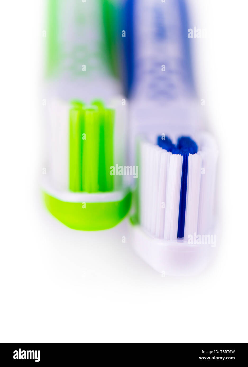 Two toothbrushes over white background Stock Photo
