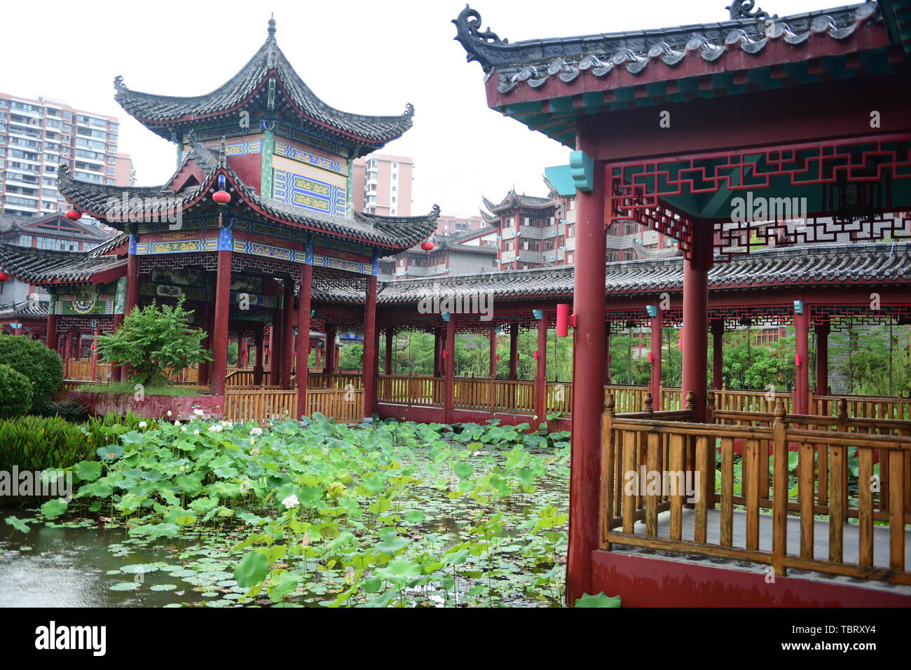 Antique architecture and lotus pavilion lotus Stock Photo Alamy