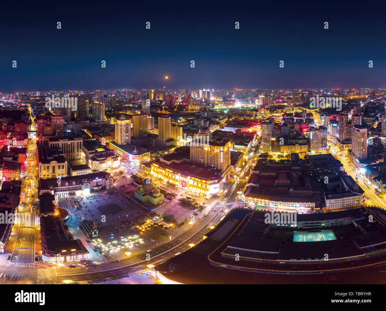 Aerial shot ice city Harbin bright summer night Stock Photo - Alamy