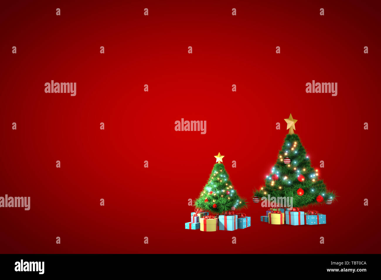 3D rendering, Christmas tree with red background Stock Photo - Alamy