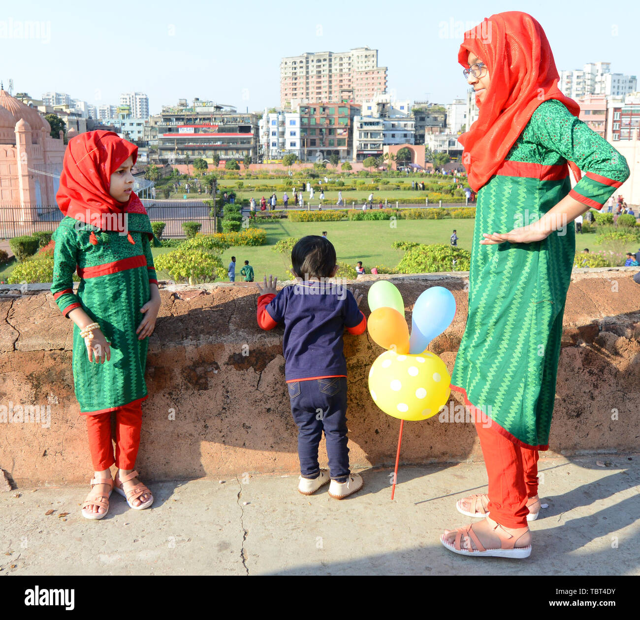 Bangladeshi girls at Lalbagh fort in Dhaka. Stock Photo