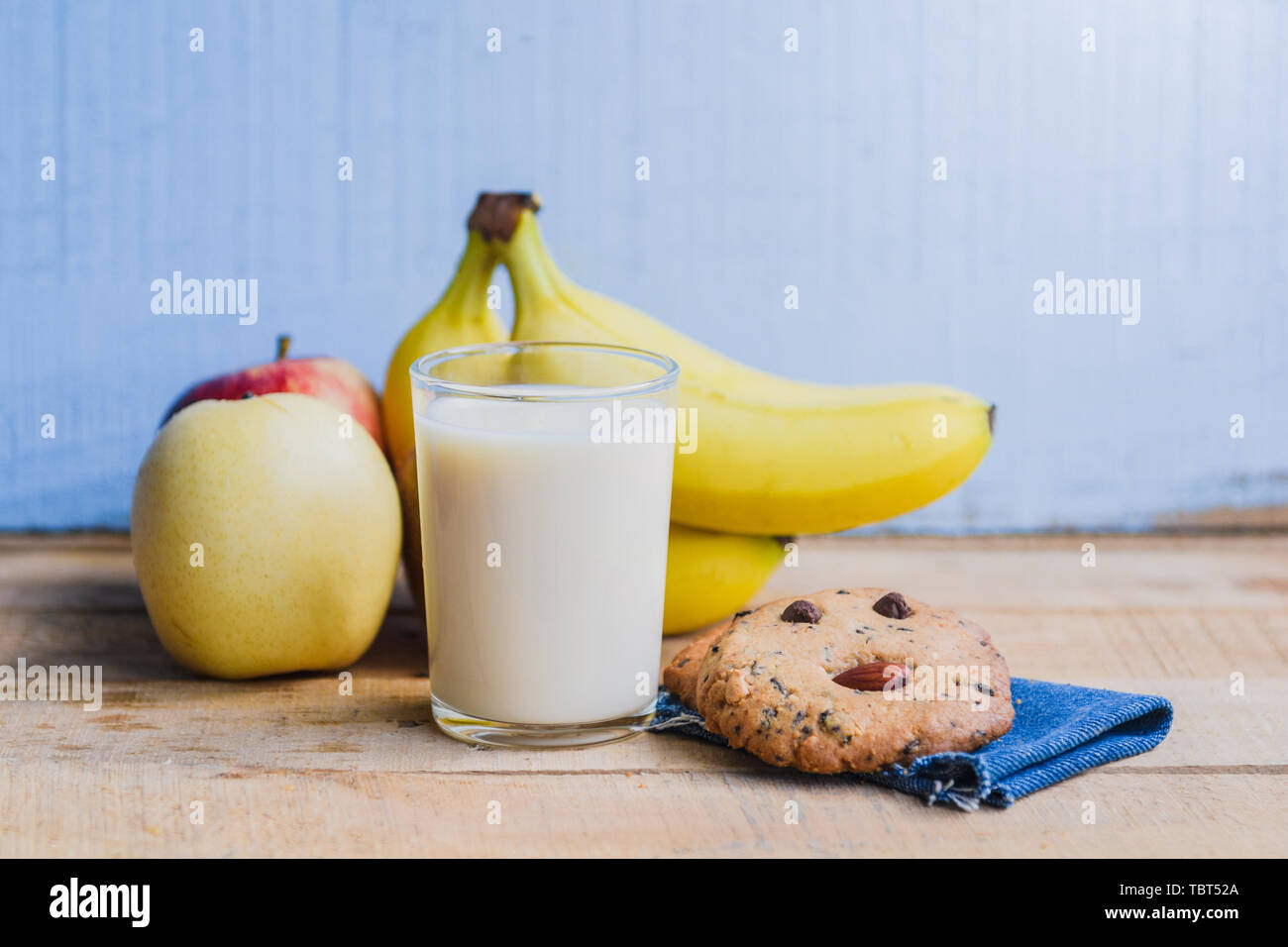 banana milk yogurt on wooden table healthy diet menu Stock Photo Alamy