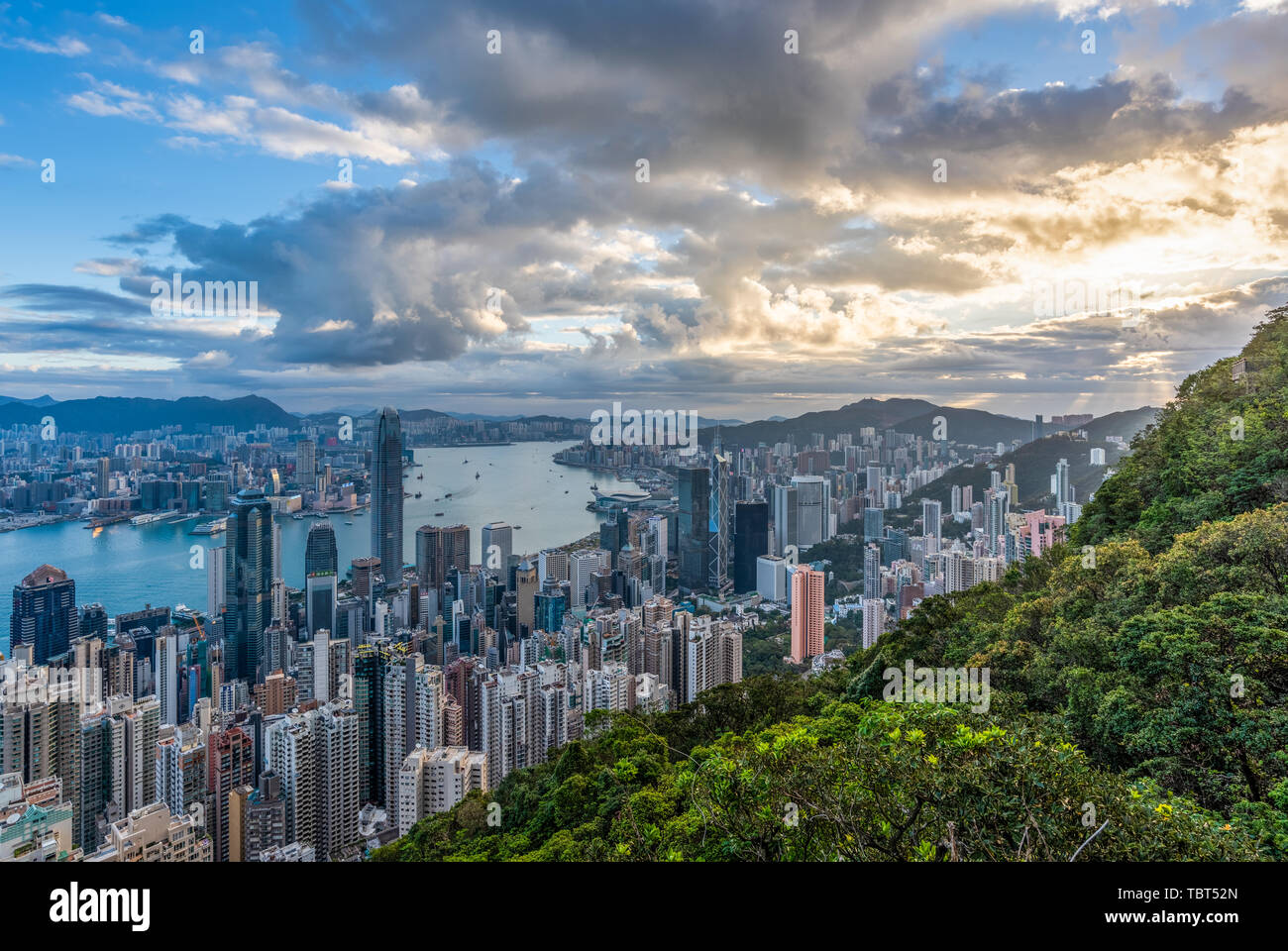 Hong Kong Victoria Harbor City skyline Stock Photo