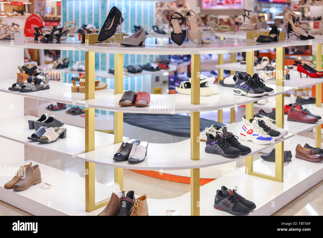 The shoe store at the mall Stock Photo Alamy