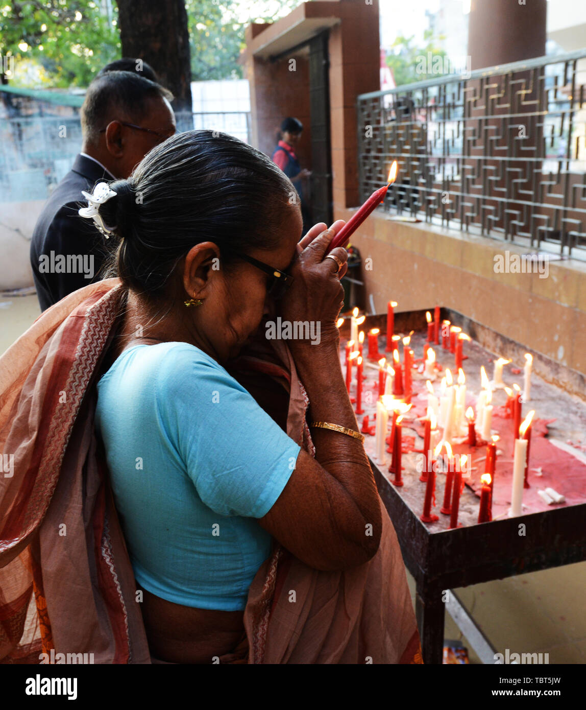 Hindu pilgrims pray at the Dhakeshwari Hindu Temple in Dhaka