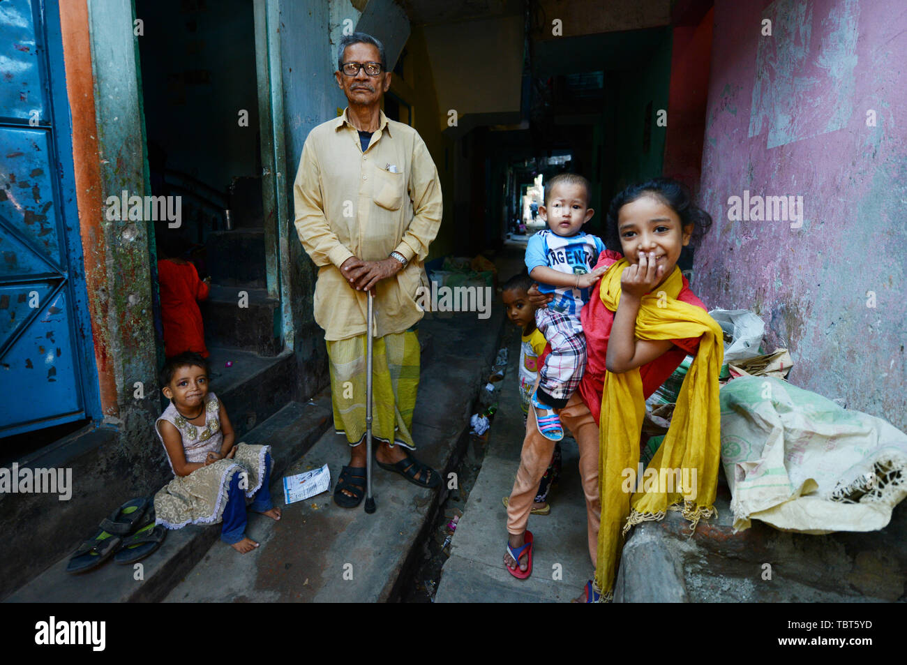 The narrow alleys of the Geneva refugee camp in Dhaka. Stock Photo
