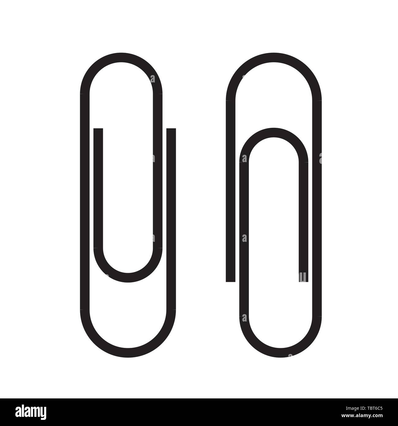 Paper clip attachment. Paperclip black icon. Attach file business document. Vector illustration isolated on white background Stock Vector