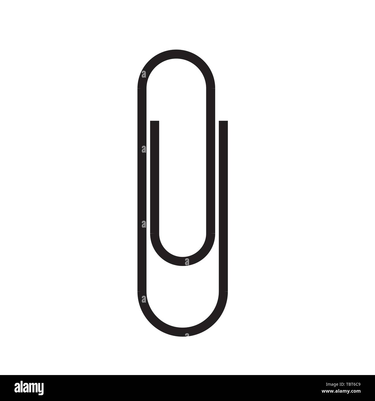 Paper clip attachment silhouette. Paperclip black icon. Attach file business document. Vector illustration isolated on white background Stock Vector