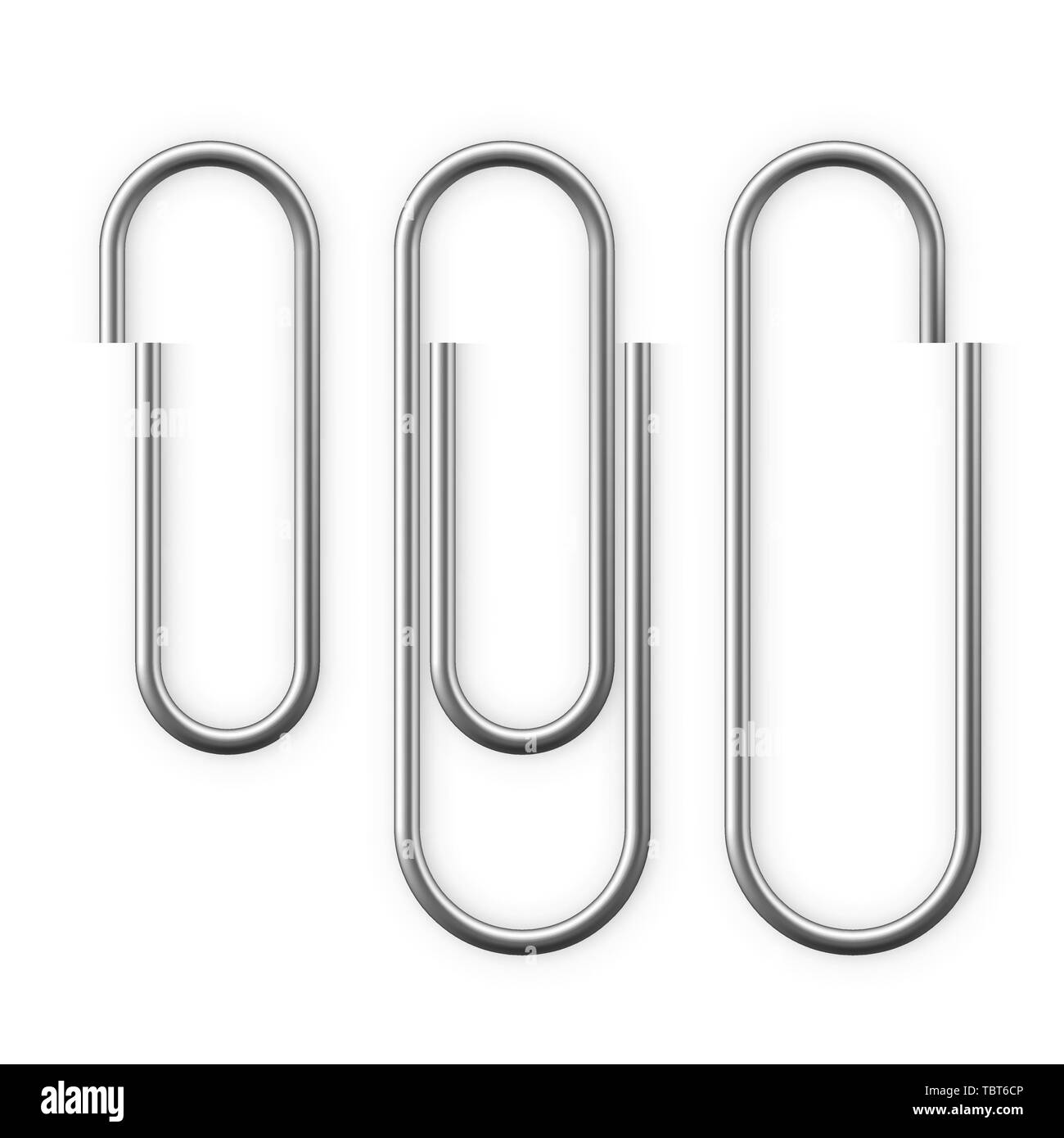 Realistic Paper clip attachment with shadow. Paperclip icon. Attach file business document. Vector illustration isolated on white background Stock Vector