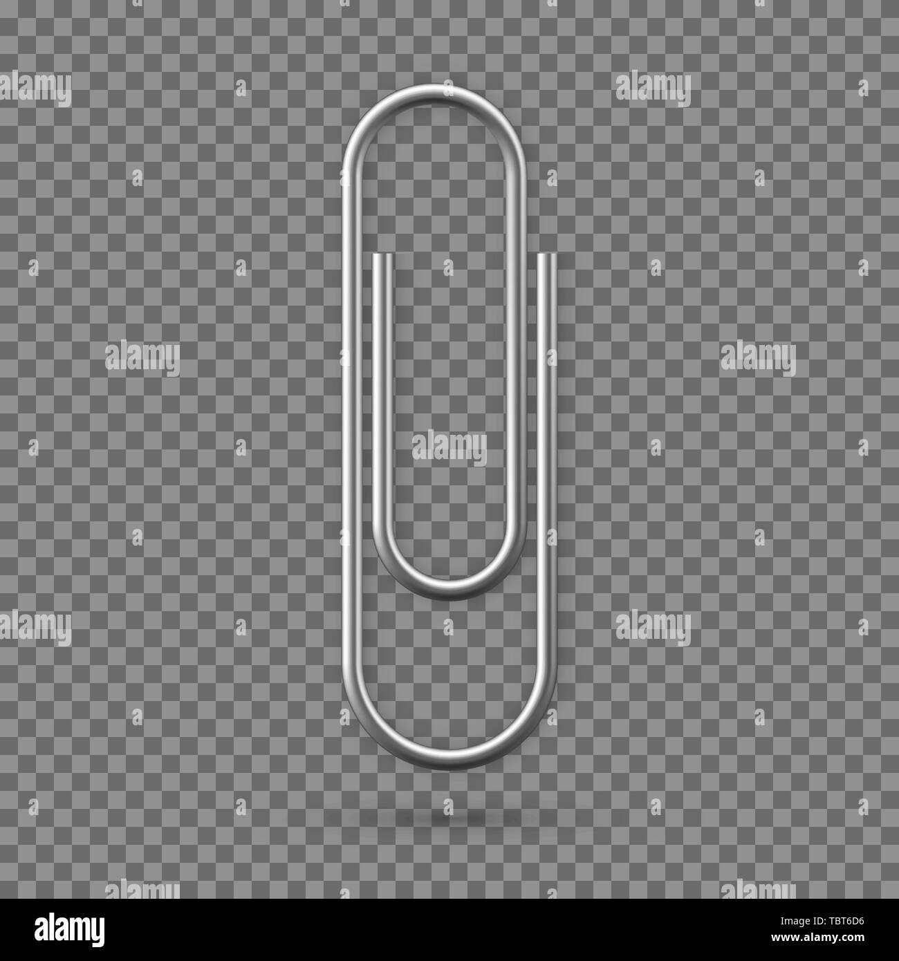 Realistic Paperclip icon. Paper clip attachment with shadow. Attach file business document. Vector illustration isolated on transparent background Stock Vector
