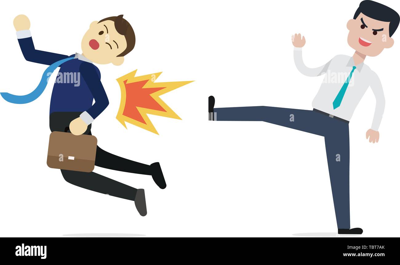 Premium Vector  Cartoon illustration of a businessman being kicked out