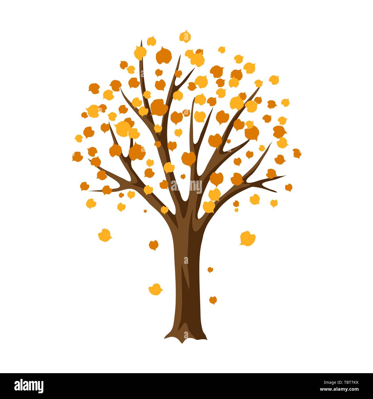 Autumn stylized tree with falling leaves Stock Vector Image & Art - Alamy