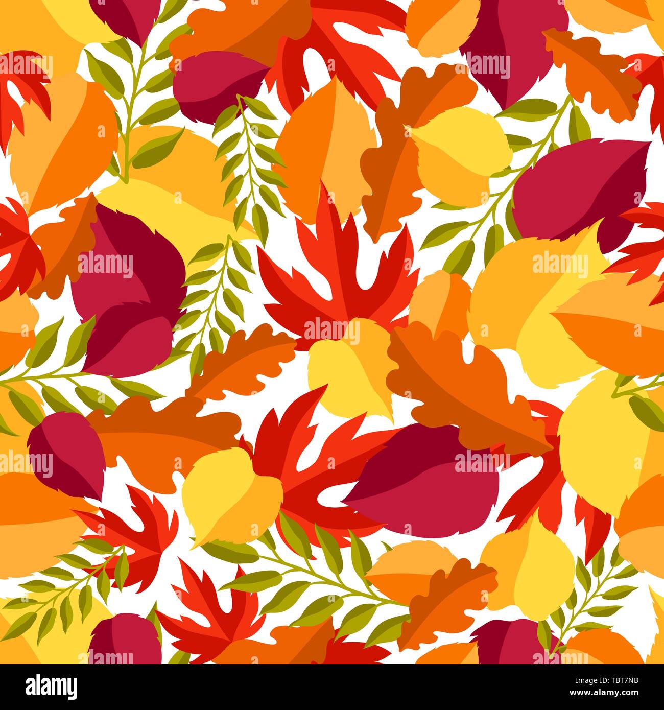 Seamless floral pattern with stylized autumn foliage Stock Vector Image ...