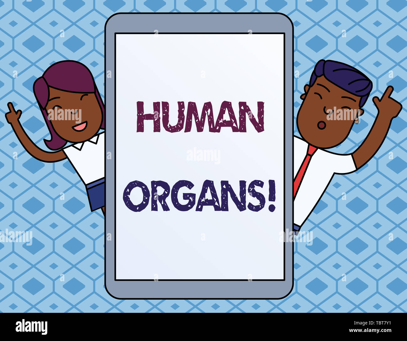 Text sign showing Huanalysis Organs. Business photo showcasing The internal genital structures of the huanalysis body Male and Female Index Fingers Up Stock Photo