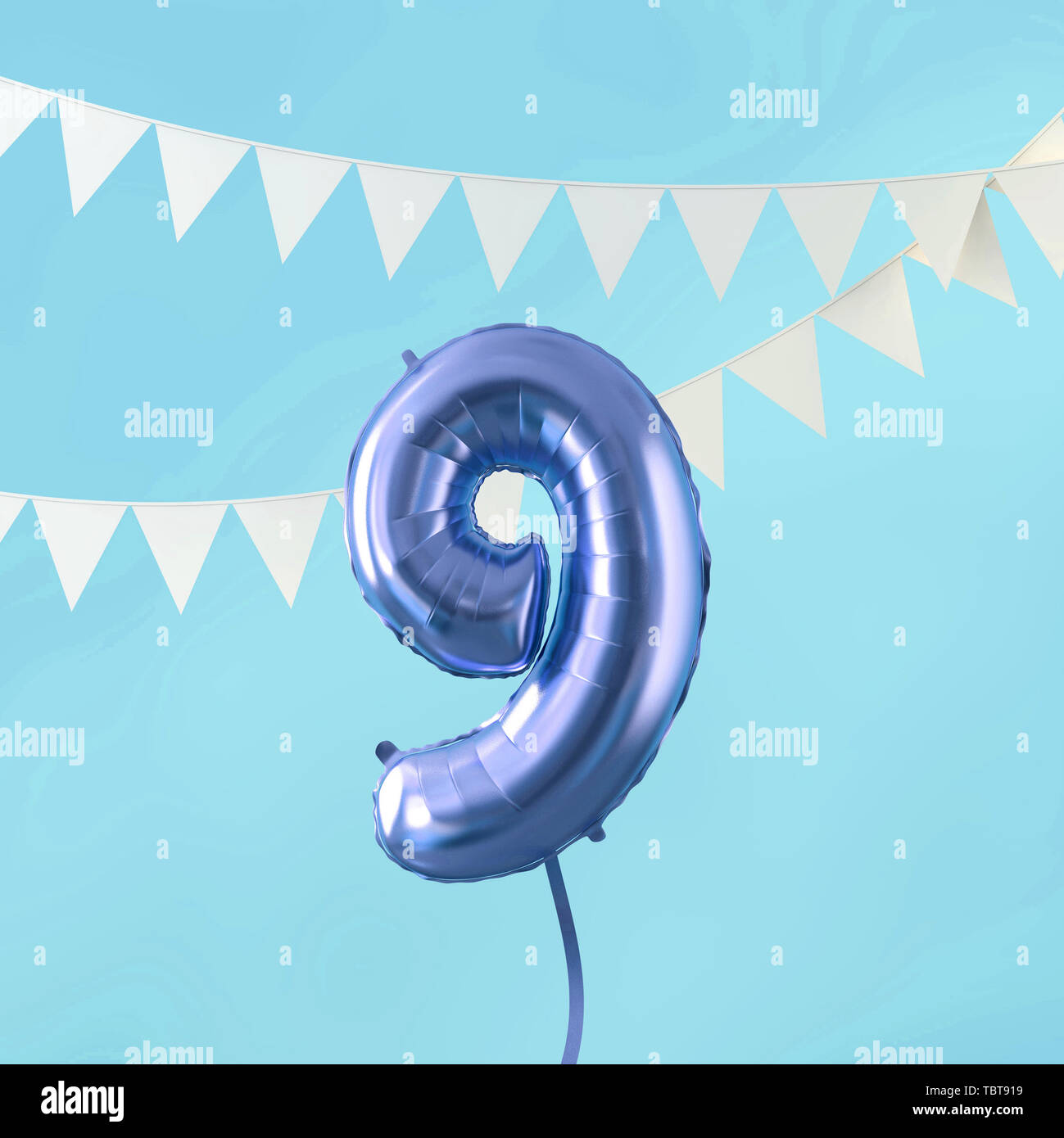 Happy 9th Birthday Double Sided 2 Designs Helium Foil Number 9 Party Celebrate