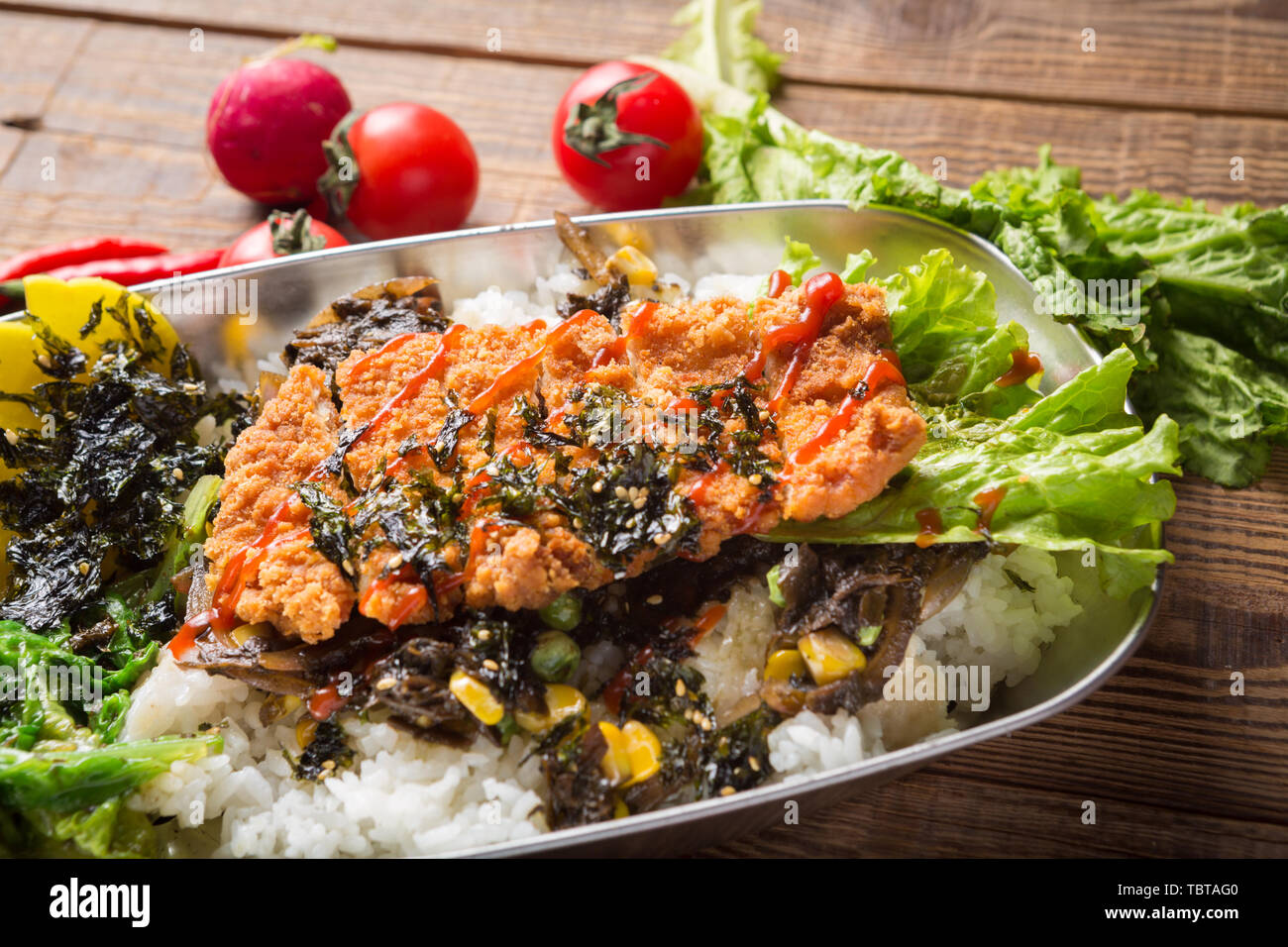 Chicken chop rice Stock Photo Alamy