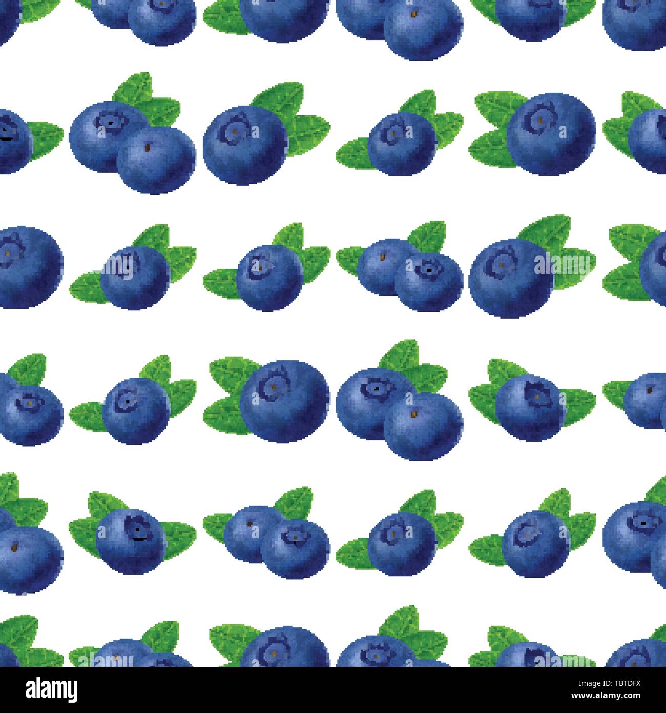 Seamless blueberries Pattern. 3d realistic vector berries Stock Vector