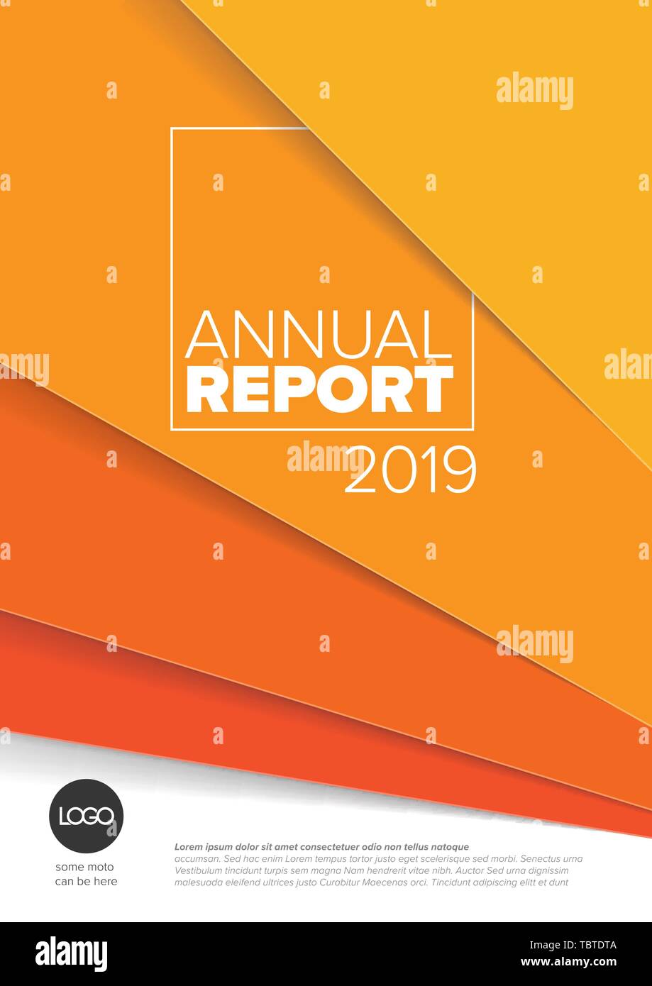 Vector abstract annual report cover template with sample text and abstract papers background Stock Vector