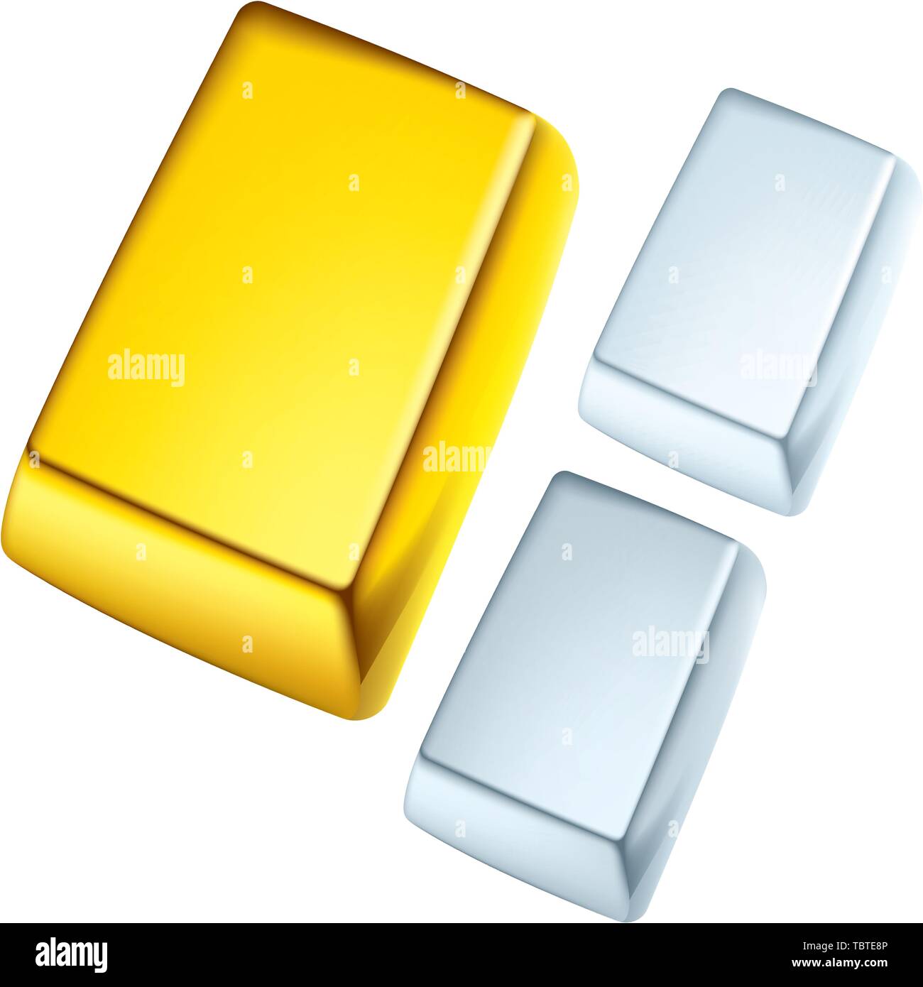Vector illustration. Noble metal bars. Gold, silver and platinum Stock