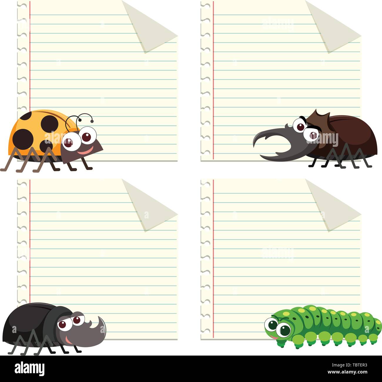 Bug on note template illustration Stock Vector Image & Art Alamy
