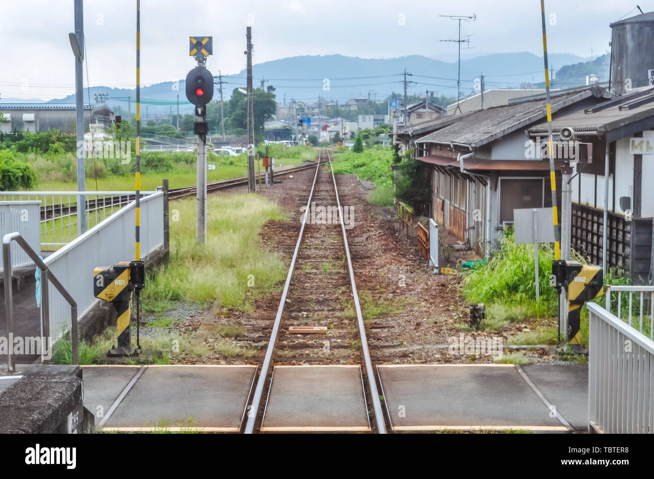 Scenery of rural railway tracks in Japan Stock Photo Alamy