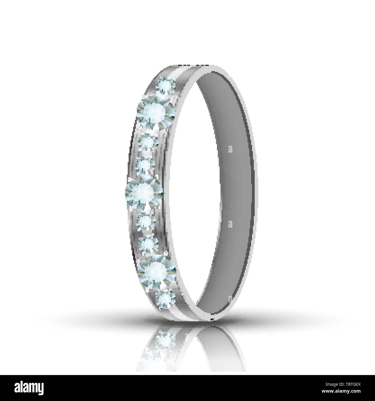Encrusted Silver Ring With Diamonds Around Vector Stock Vector