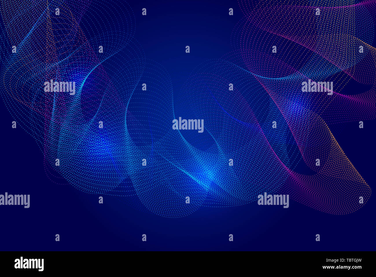 Abstract background composed of colored wave points and dynamic particles Stock Photo