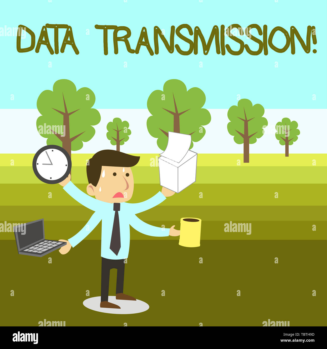 Text sign showing Data Transmission. Business photo text sending data  electronically over a communications network Stressed Out Male Employee  Manager Stock Photo - Alamy