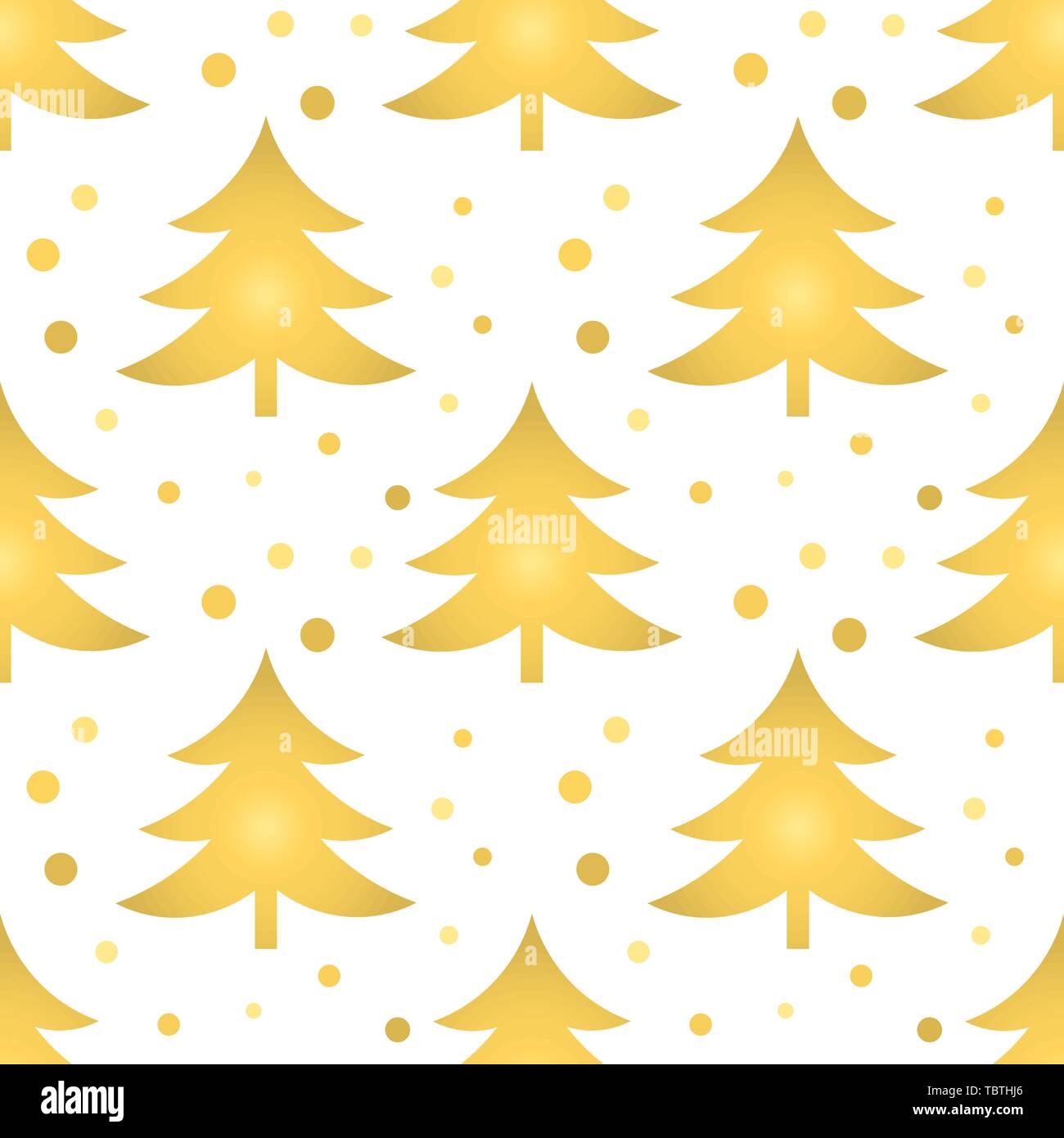 Golden Christmas trees seamless pattern. Vector illustration Stock ...