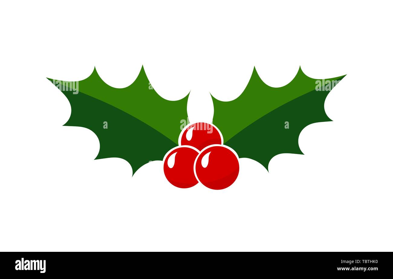 Holly berries icon. Christmas leaf symbol illustration Stock Vector