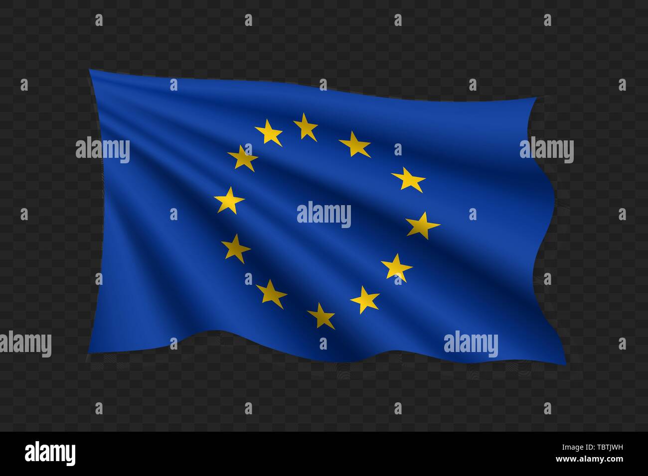 3D Waving Flag of European Union. Vector illustration Stock Vector ...