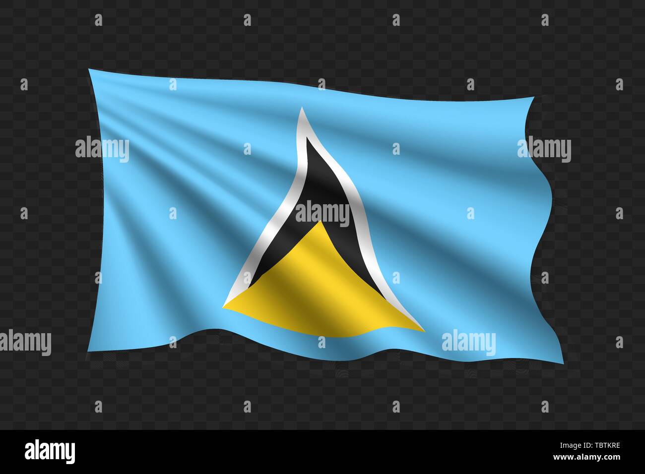 3D Waving Flag of Saint Lucia. Vector illustration Stock Vector