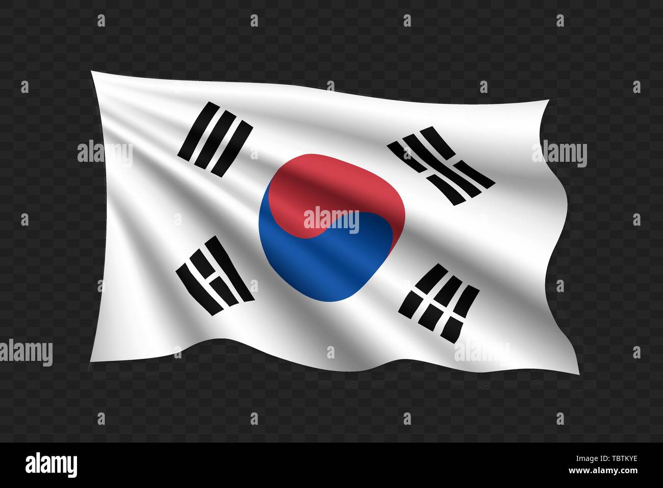 3D Waving Flag of South Korea. Vector illustration Stock Vector Image ...