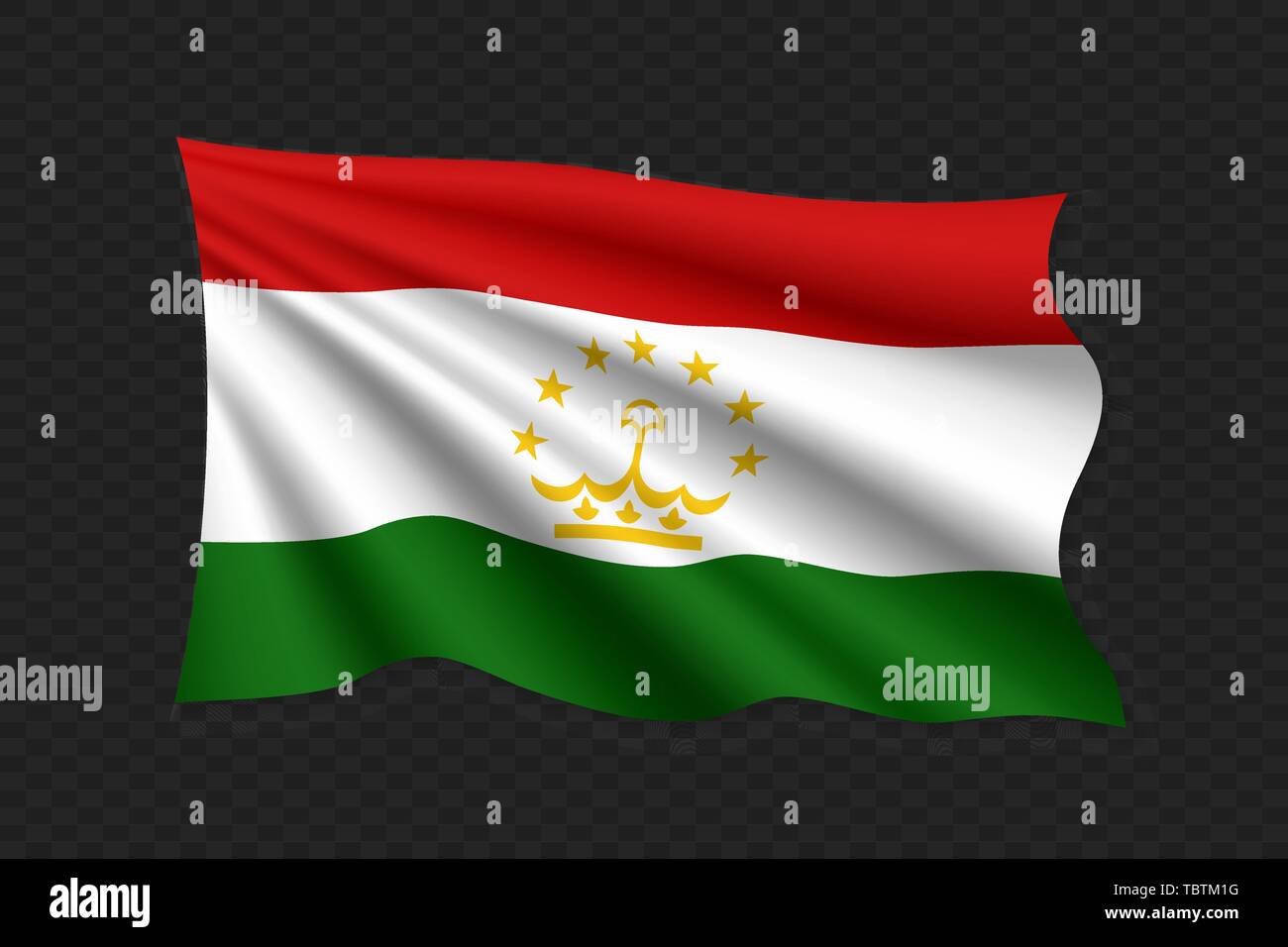 3D Waving Flag of Tajikistan. Vector illustration Stock Vector