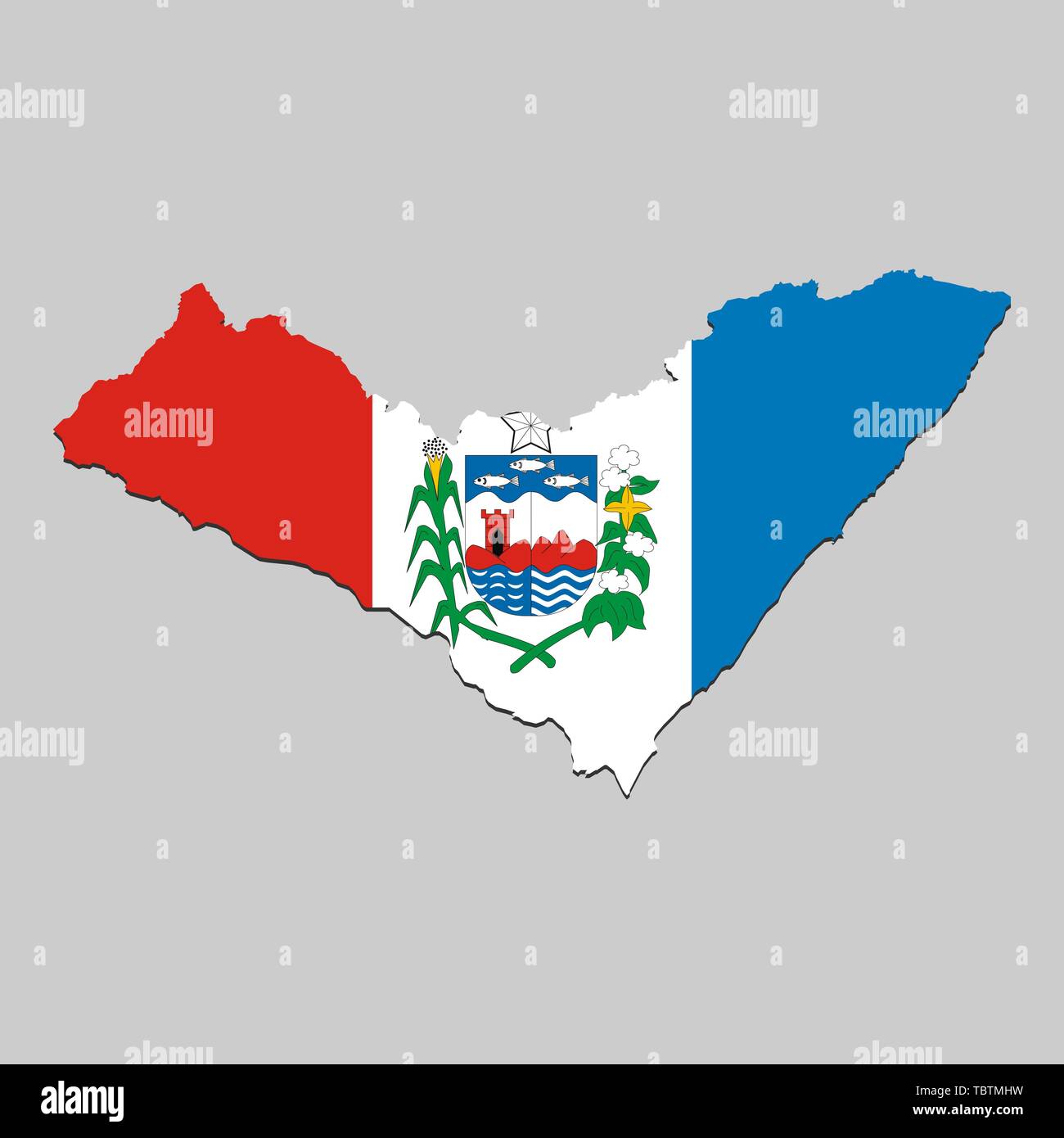 Map of Alagoas is a state Brazil with national flag. Vector ...