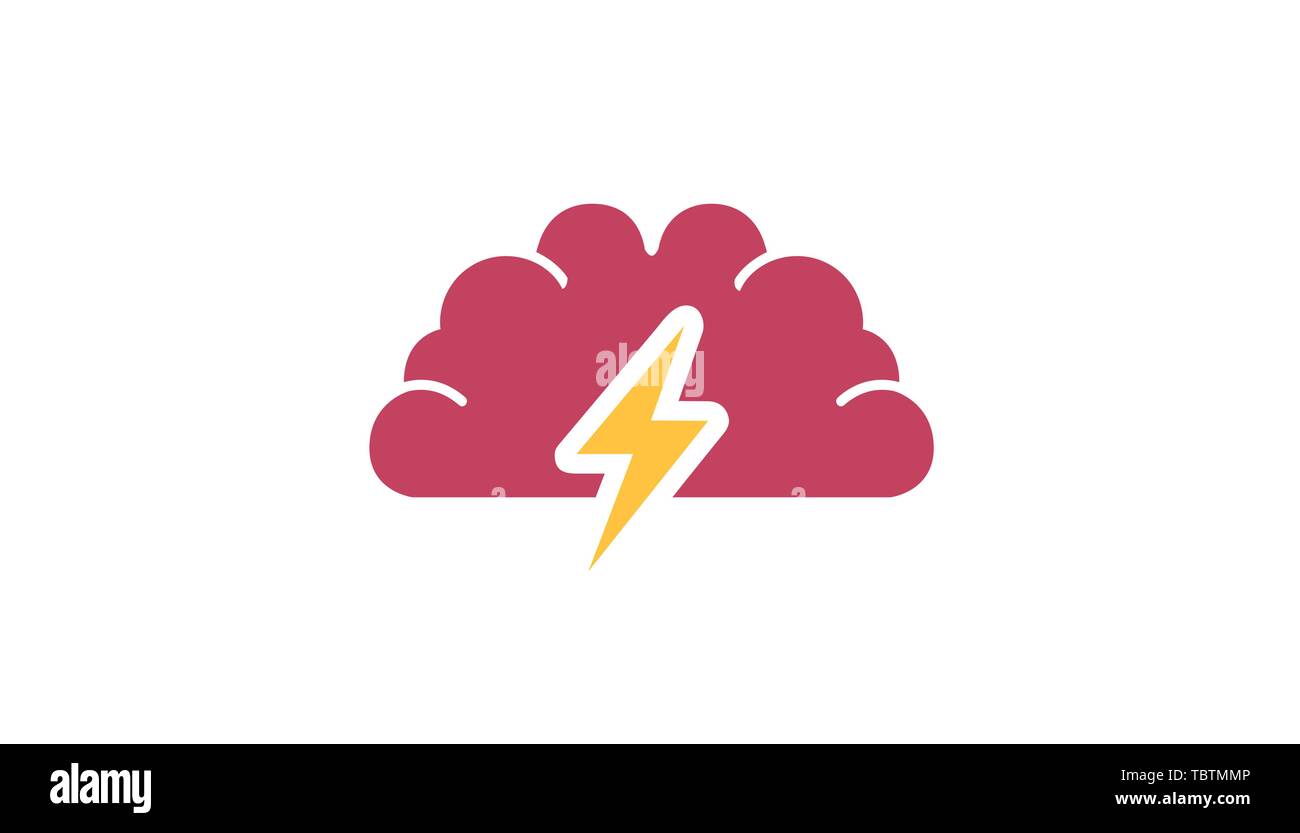 Creative Brain Power Flash Logo Symbol Design Illustration Stock Vector