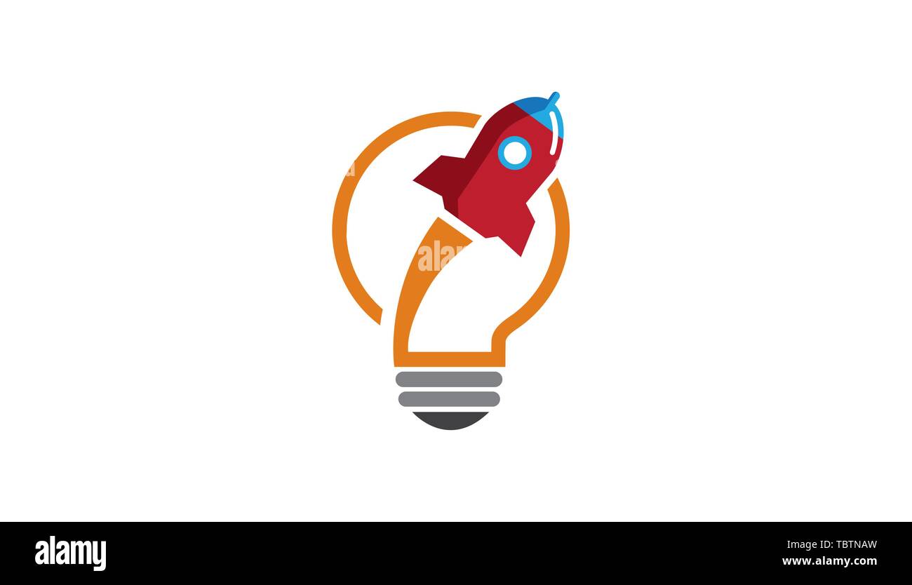 Creative Rocket Lamp Idea Light Logo Design Illustration Stock Vector