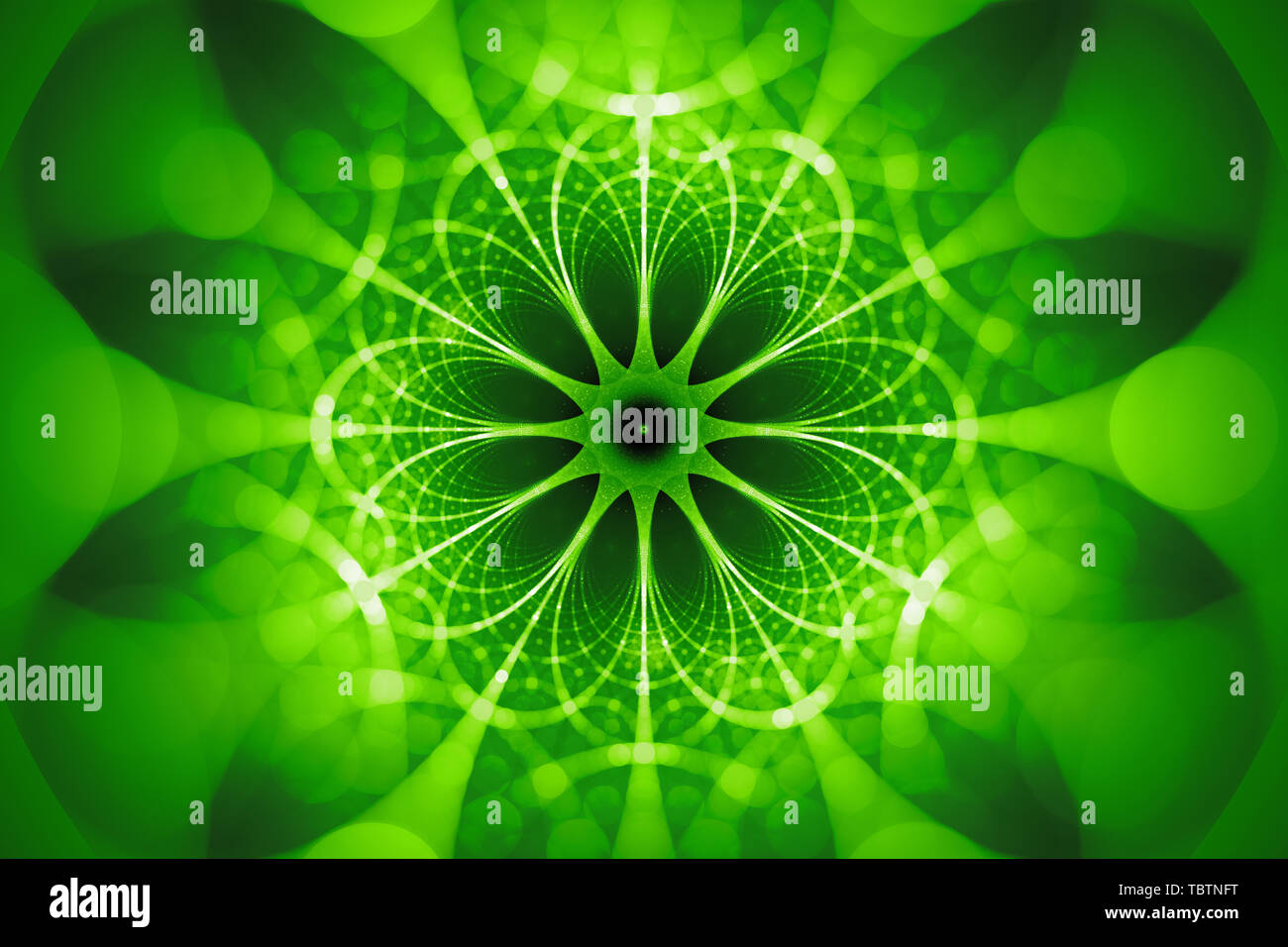 Green glowing network fractal concept, computer generated abstract background, 3D render Stock Photo