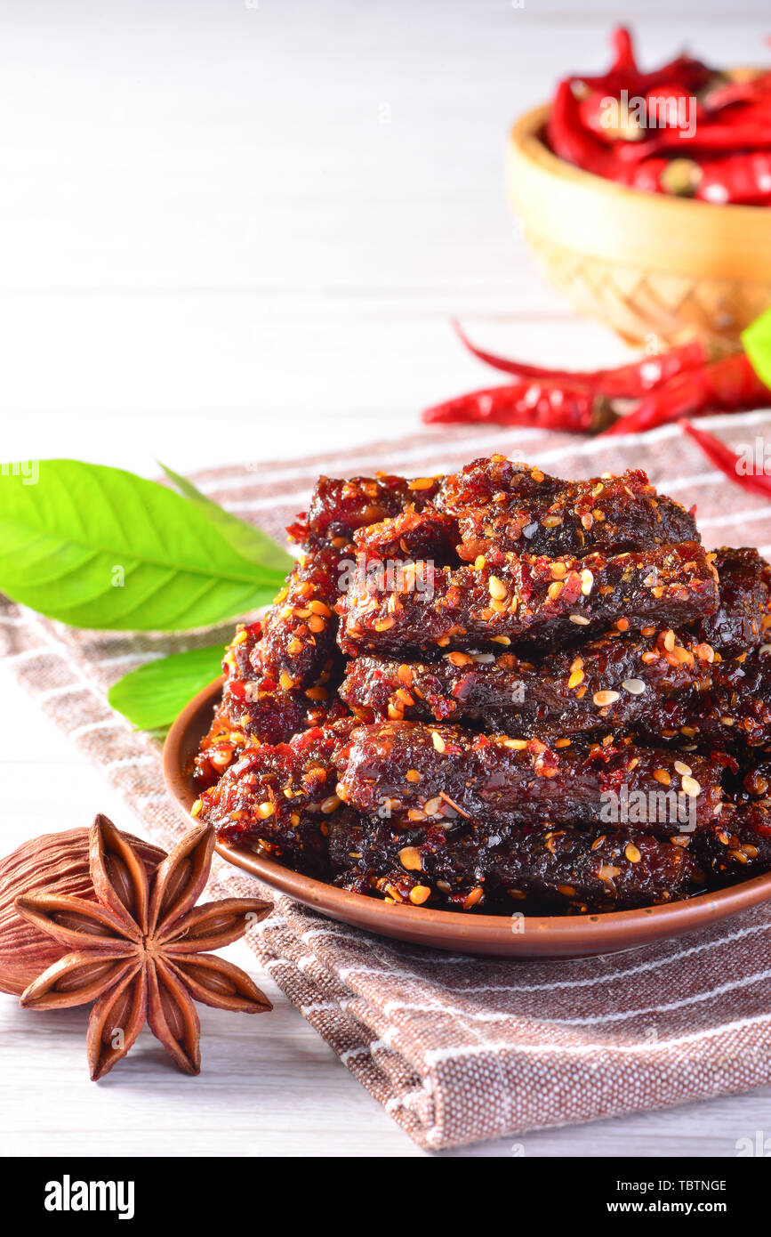 Spicy beef strips Stock Photo - Alamy