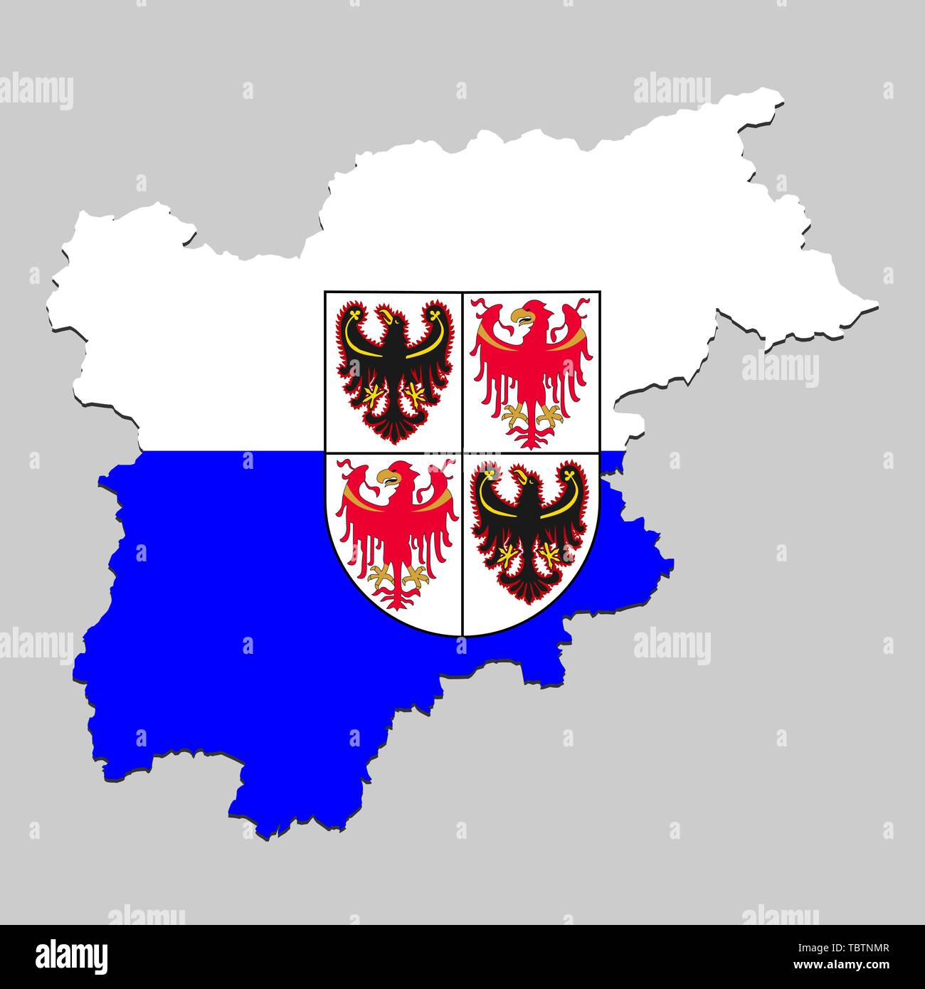 Map of Trentino - South Tyrol is a state Italy with flag. Vector Illustration Stock Vector