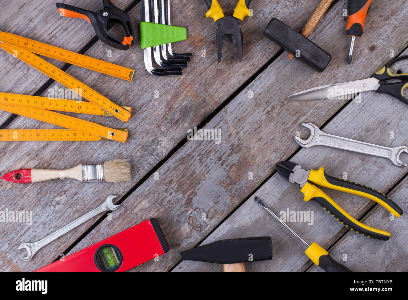 frame construction on background rustic of ... Border tools