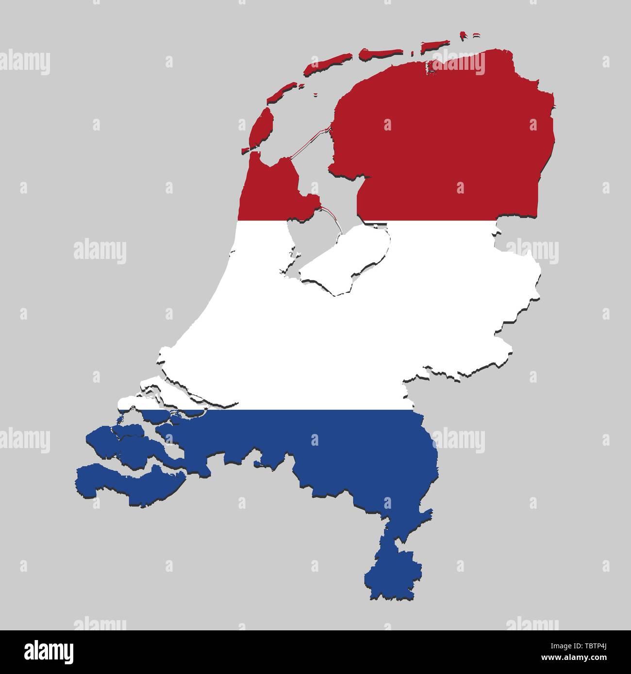 Map of Netherlands with national flag. Vector Illustration Stock Vector