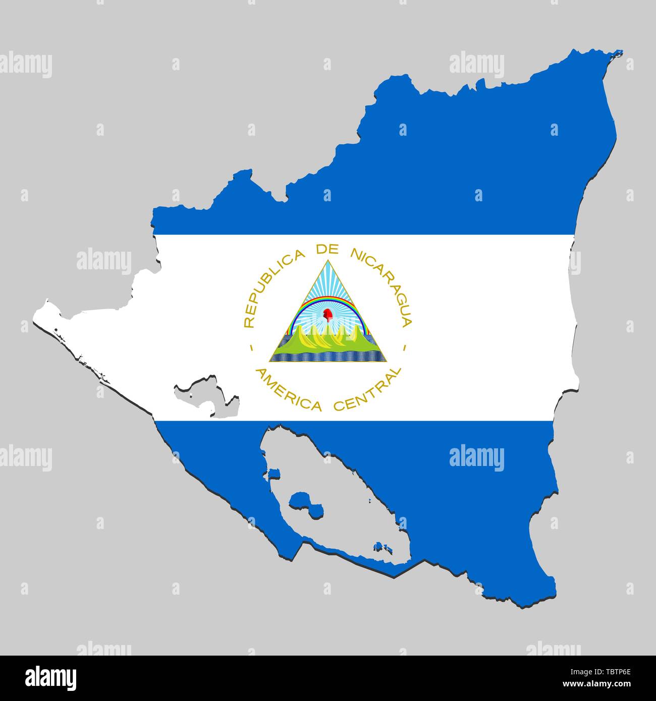 Map of Nicaragua with national flag. Vector Illustration Stock Vector