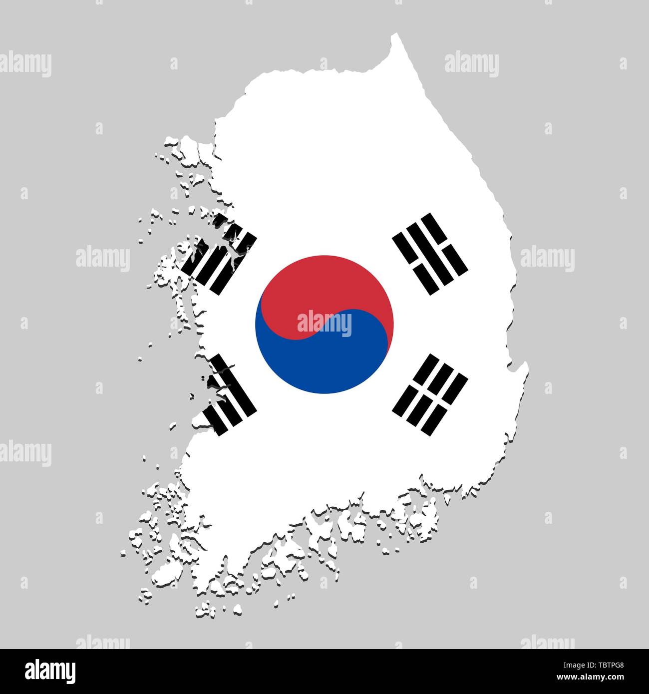 Map Of South Korea With National Flag Vector Illustration Stock