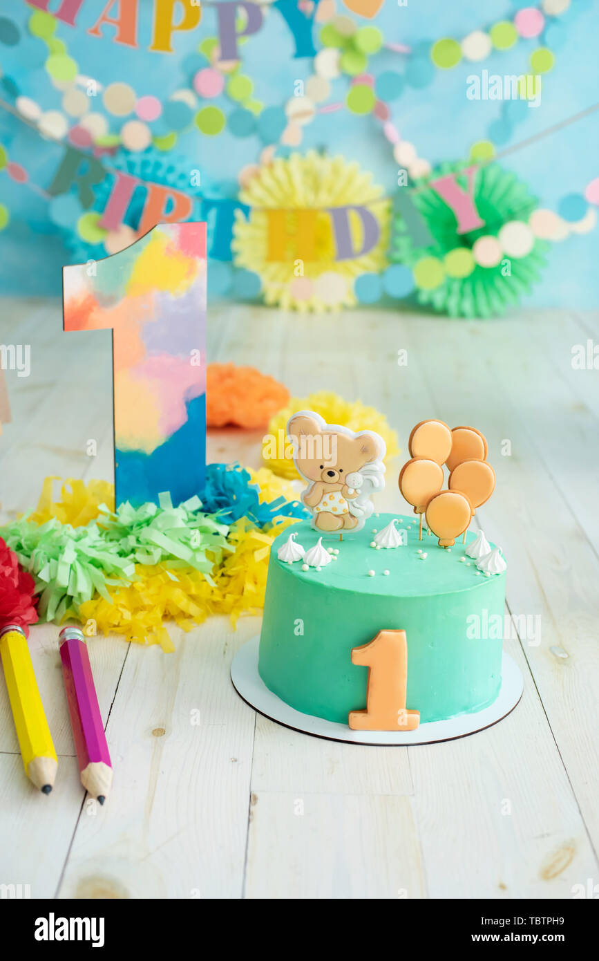 First birthday smash the cake. Festive background decoration for